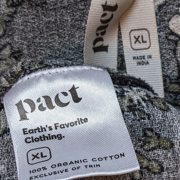 Pact Cafe Crepe Tiered Dress Black Floral Cotton XL - Picture 4 of 7